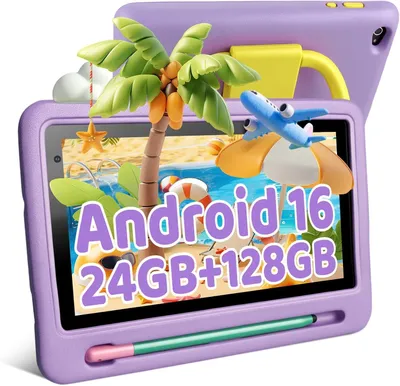 Produktbild von Kinder Tablet 7 Zoll Android 16 mit 24GB RAM (3+21 virtual) + 128GB ROM + 1TB erweiterbar, Elternkontrolle, Blaulichtfilter