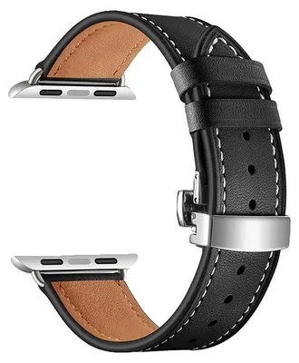 Obrázek produktu pro Řemínek k hodinkám, hovězí kůže, univerzální kompatibilita, černý, 38 mm, 40 mm, 41 mm