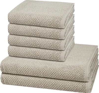 Produktbild von Cawö Pure 4 X Handtuch 2 X Duschtuch im Set Natürliches Material mit feiner Struktur, Saugfähig und hautfreundlich, Trocknergeeignet und pflegeleicht