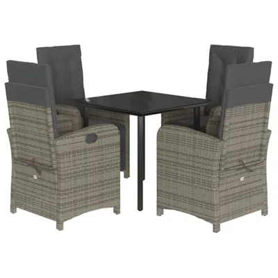 Produktbild von vidaXL 5-tlg. Garten-Essgruppe mit Kissen Grau Poly Rattan