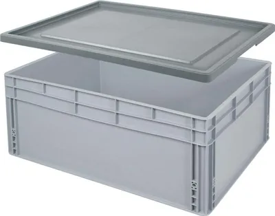 Produktbild von BRB Eurobox LxBxH 800 x 600 x 320 mm, 130 Liter, mit Stülpdeckel, 2 Griffleisten, Industriequalität, lebensmittelecht