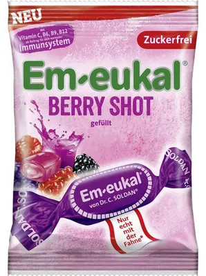 Productafbeelding van Em-Eukal Bonbons Berry Shot, suikervrij, 75 gram
