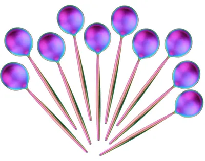 Productafbeelding van Set van 10 Roestvrijstalen Koffielepels met Regenboogafwerking