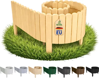 Image de Floranica Bordure de Jardin en bois 40 x 200 cm Brun clair Flexible Bordurette de Pelouse Rollborder Palissade de Gazon