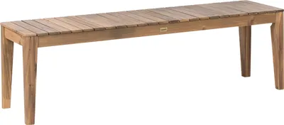 Produktbild von BELIANI 3-Sitzer Gartenbank Hellbraun es Akazienholz 155 cm ohne Rückenlehne Rustikaler Stil Terrasse Outdoor Sitzbank Holzbank