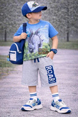 Produktbild von 83667 Dino Welt Jungen Bermudas Grau Gr. 104 –  Bequeme Kinder Shorts