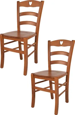 Produktbild von t m c s Tommychairs - 2er Set Stühle CUORE für Küche und Esszimmer, robuste Struktur aus Buchenholz in der Farbe Kirschholz lackiert und Sitzfläche aus Holz