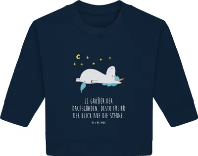 Produktbild von Mr. & Mrs. Panda Organic Baby Pullover Einhorn Sternenhimmel 12. - 18. Monat - French Navy - Geschenk, Sterne, Unicorn, Verrückt, Einhörner, Bullover