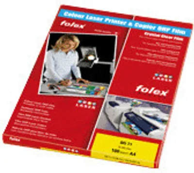 Produktbild von Folex BG-72.6 RS Overheadfolie DIN A4, 125 Mic für Farb,-Kopierer und Laserdrucker, Papierstreifen lange Seite