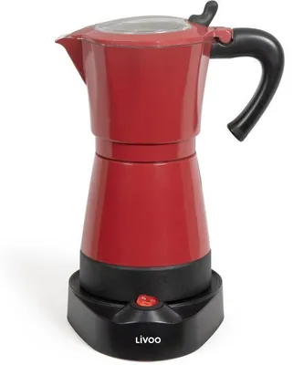 Zdjęcie produktu dla Elektryczny ekspres do kawy, LIVOO DOD117RC, 480 W, 300 ml, 6 filiżanek, czerwono-czarny