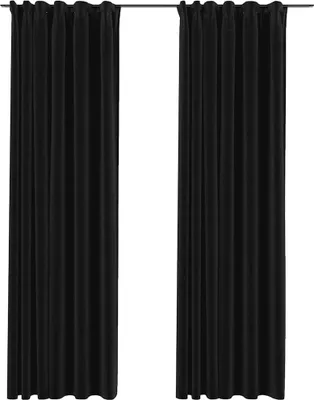 Produktbild von vidaXL Verdunkelungsvorhänge mit Haken Leinenoptik 2 Stk. 140x225 cm