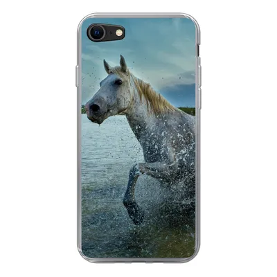 Produktbild von MuchoWow® Handyhülle Schutzhülle Hülle für iPhone 8 Pferd - Wasser - Tropfen Silikon Softcase Handy Hülle - Schutzhaube