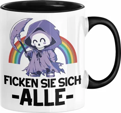 Produktbild von Lustige Tasse Kollegen F Sie Sich Alle Sensenmann Humor Sarkasmus Geschenkidee Kollegin Frauen (Schwarz)