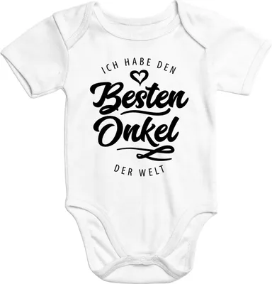 Produktbild von Kurzarm Baby Body Ich habe den besten Onkel der Welt Spruch Geschenk Baumwolle Moonworks® weiß 0-3 Monate