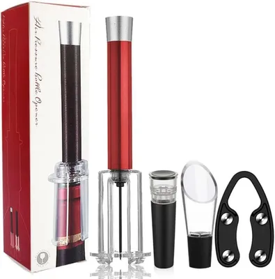 Weinöffner-Set mit Luftdruckpumpe, 4-in-1, schwarz