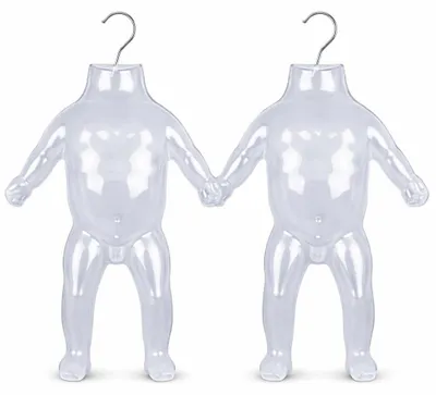 Produktbild von 2 Stück Kindertorso Transparent – Halbschale Kinder Oberkörper Halbplastik Kunststoff – Kids Mannequin Jugendlicher Schaufensterpuppe mit Haken Dekotorso