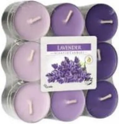 Produktbild von AURA CANDLES Teelichter Duft 18er Lavendel in Blockpackung