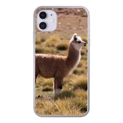 Produktbild von MuchoWow® Handyhülle Schutzhülle Hülle für iPhone 11 Alpaka - Braun - Natur Silikon Softcase Handy Hülle - Handytasche