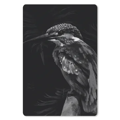 Produktbild von MuchoWow® Mauspad Mousepad Vogel auf einem Zweig vor schwarzem Hintergrund - schwarz und weiß 40x60 cm - Mousepads - Maus Mat - Pad - Mausunterlage - Schreibtisch Accesoire