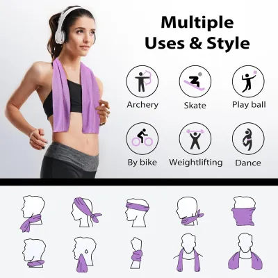 Produktbild von Kühltuch, Mikrofaser Sport Handtücher Kühlendes,100x30cm Schnelltrocknend Kühlhandtuch für Sofortige Kühlung, Eishandtuch Cooling Towel(Blau)