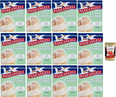 Produktbild von Paneangeli Crema chantilly creme Chantilly Creme Pulver -Mischung Pudding kuchen, mit einem zarten Vanillegeschmack 12x 80g + Italian Gourmet polpa 400g