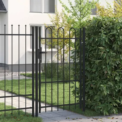 Immagine prodotto di vidaXL Cancello di recinzione ad un'anta ad arco in acciaio 1 x 1,5 m nero