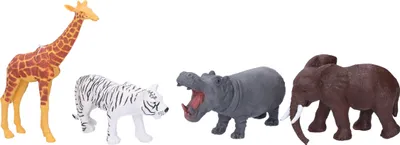 Produktbild von 12er Set Safari-Tierfiguren 13 cm – Vielfältige Spielzeugtiere in Display-Box