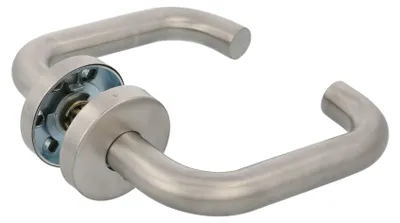 Produktbild von Amig - Türgriff-Set mit Rosette | Mod. 3RGX | 140 x Ø19 mm | 8 mm Quadrat | Elegantes und schlichtes Design | Edelstahl matt – Buntbart