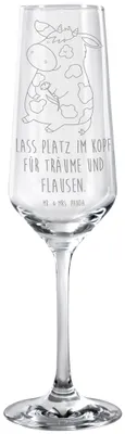 Produktbild von Mr. & Mrs. Panda Sektflöte Kuh - Transparent - Geschenk, Kühe, Hof, Spruch, Bauernhof, Sektglas, Glas, Champagnerglas, Milch, Träume, Trinkglas, Kelchglas