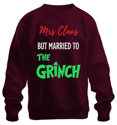 Obrázok produktu pre Pani Clausová, ale vydatá za Grincha Vianočný darček pre pár Uni mikina, bordová, XXL