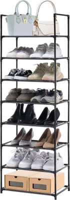 Image de Étagère à chaussures en métal noir 150 x 93 x 30 cm pouvant accueillir 50 paires