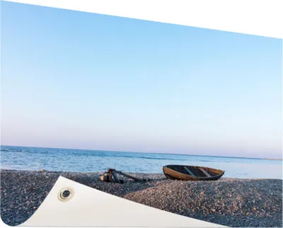 Produktbild von Gartenposter - 120x80 cm - Boot am Strand  - Modernes Wandbilder - Meer und Strand