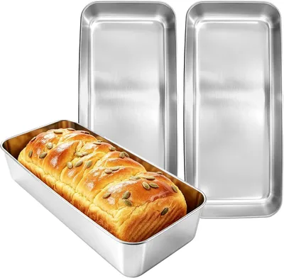 Obrázek produktu pro Třídílné formy na chléb z nerezové oceli, rozměry 33x15x6 cm, obdélníkové formy vhodné na chléb a tousty, nepřilnavé