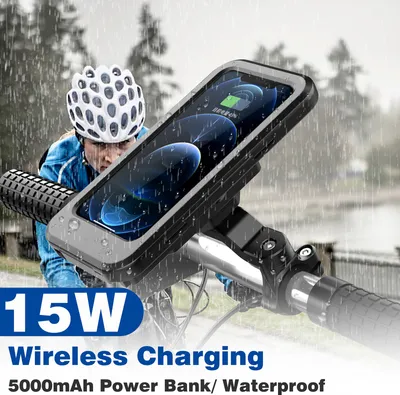 Produktbild von Motorrad Fahrrad Lenker Telefonhalter Drahtloser Ladegerät wasserdicht Schwarz