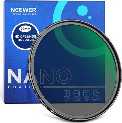 Obrázok produktu pre 72 mm polarizačný a ND8 filter 2 v 1, 3-stupňový, odolný voči vode a poškriabaniu, sklo HD