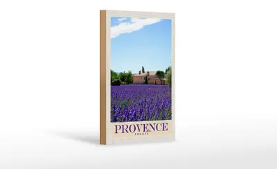 Produktbild von Holzschild Reise 12x18 cm Provence Frankreich Natur Haus lila