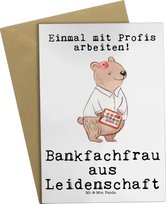 Produktbild von Mr. & Mrs. Panda Klappkarte Bankfachfrau Leidenschaft - Weiß - Geschenk, Glückwunschkarte, Spruch, Witzig, weihnachtskarten, Grußkarten, einladungskarten, Bankangestellte