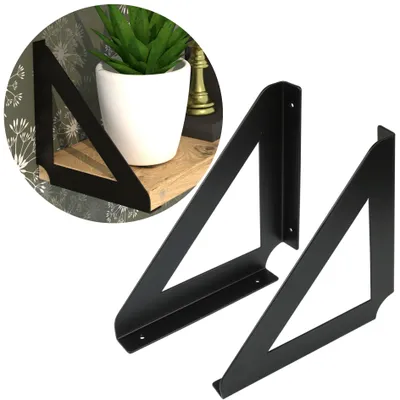 Produktbild von Moderne Regalträger für Wandregale, FLEX 200 x 200 mm, schwarz, 2 Stück
