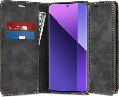 Produktbild von Techsuit Confy Book Wallet Klapphülle für Xiaomi Redmi Note 13 Pro Plus - Schwarz