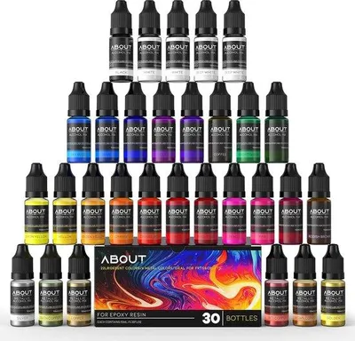 Image de Vernis à base de résine époxy, 30 coloris disponibles, hautement concentré, peinture pour le bricolage et l'artisanat, pour les accessoires et les bijoux, 10 ml par produit