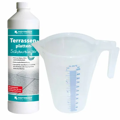 Produktbild von HOTREGA Terrassenplatten SCHONREINIGER SET + Messbecher 1L