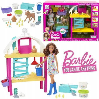 Produktbild von Barbie Bauernhof Spielset "Ramschende Hühner" mit Puppe