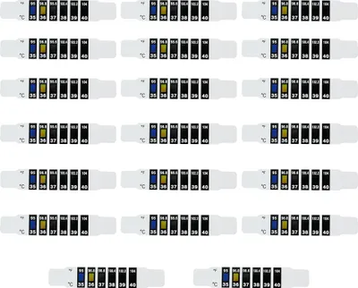 Imagen del producto de 20 tiras termométricas para la frente, para adultos, niños y bebés, para medir la temperatura corporal. Rango de medición: 35-40 °C