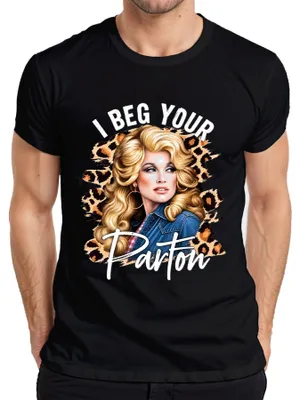 Imagen del producto de Camiseta para hombre, estilo retro occidental, con la imagen de la cantante de música country "I Beg Your Parton", diseño "Dolly" de los años 80, color , talla XL
