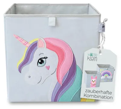 Produktbild von Aufbewahrungsbox für Kinder 33x33x33 cm - Faltbare Spielzeugkiste mit Tiermotiv - Organizer für Kallax-Regal - Aufbewahrungsbox für Spielzeug, Bücher und Kuscheltiere im Kinderzimmer -