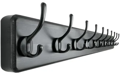 Immagine prodotto di Gancio appendiabiti da parete in legno, lunghezza 97 cm, con 10 ganci, colore nero