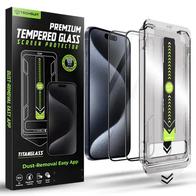Zdjęcie produktu dla Techsuit - TitanGlass FullCover Szkło (2 szt.) do iPhone 15 Pro - czarne
