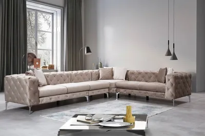 Produktbild von Hanah Home, Como Corner Right - Beige, Ecksofas, Beige, Polyester, 310 x 73 x 270 x  cm