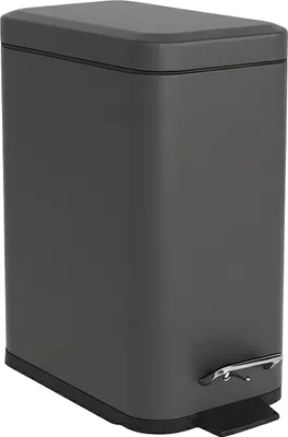 Zdjęcie produktu dla Relaxdays Kosz łazienkowy, 5 l, kosz na kosmetyki z mechanizmem Soft-Close, matowe wykończenie, wyjmowana wkładka, kosz na pedał, ciemnoszary