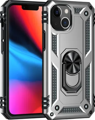 Produktbild von Mobigear Armor Ring iPhone 13 Hülle Hardcase Backcover Stoßfest mit Ringhalter - Silber